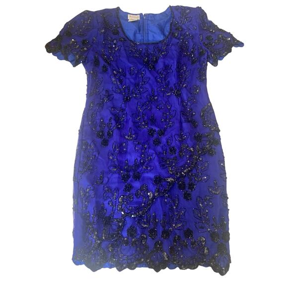 Stenay Womens Evening Silk Midi Dress Size Med Sequin Beaded - Picture 4 of 12